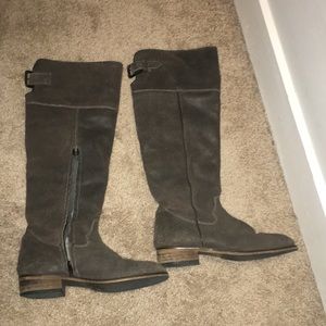 Grey leather boots